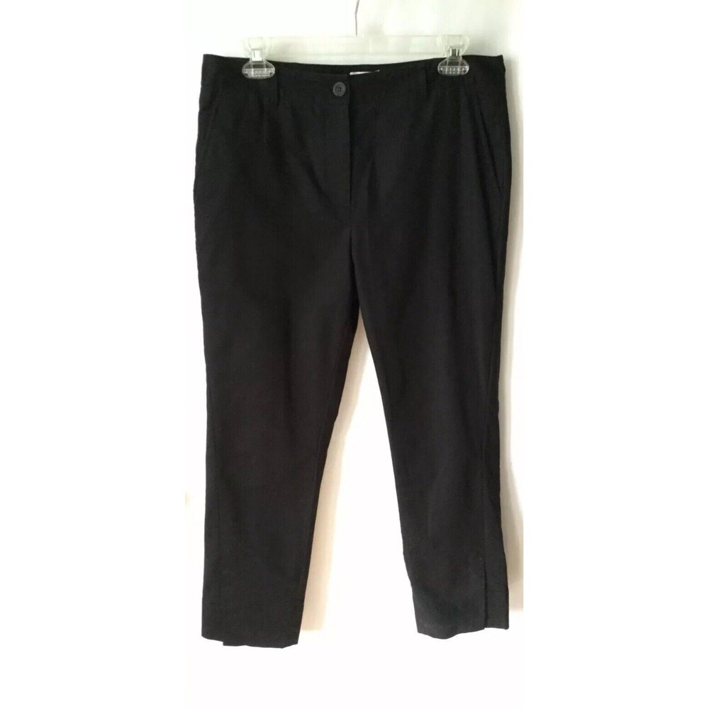 TSE Women Pants Trouser Black Stretch Cotton Flat Front Work School Sz 10